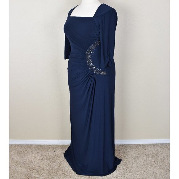 Adrianna Papell Square Neck Bead Embellished Formal Dress - Picture 3 of 9